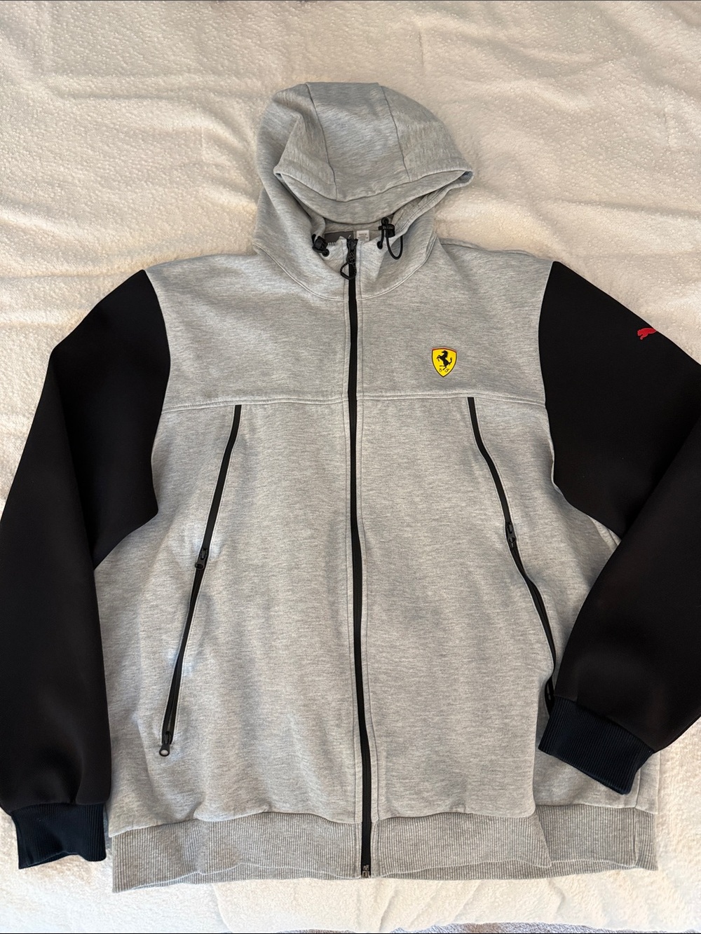 Ferrari Gray and Black Hooded Zip-Up Sweatshirt Jacket-PUMA